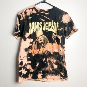 Janis Joplin Tie Dye Graphic Crewneck Short Sleeve Black Small